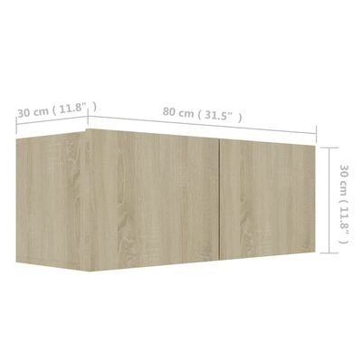 vidaXL 3-tlg. TV-Schrank-Set Sonoma-Eiche Holzwerkstoff