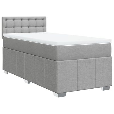 vidaXL Boxspringbett mit Matratze Hellgrau 90x200 cm Stoff