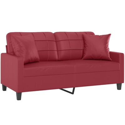 vidaXL 2-Sitzer-Sofa mit Zierkissen Weinrot 140 cm Kunstleder