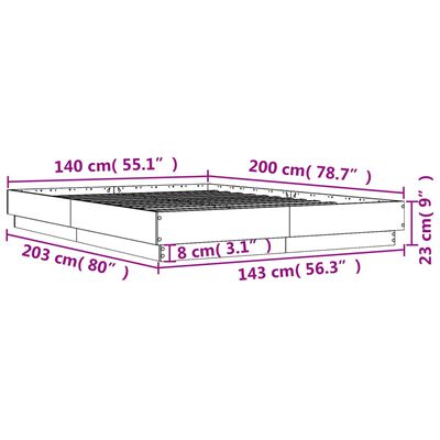 vidaXL Bettgestell mit LED Braun Eiche-Optik 140x200 cm