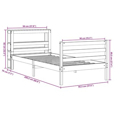 vidaXL Massivholzbett ohne Matratze Weiß 90x200 cm Kiefernholz