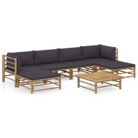 vidaXL 7-tlg. Garten-Lounge-Set mit Dunkelgrauen Kissen Bambus