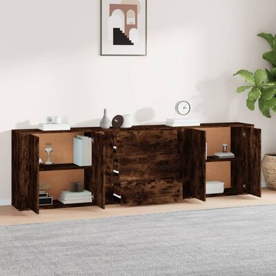 vidaXL Sideboards 3 Stk. Räuchereiche Holzwerkstoff