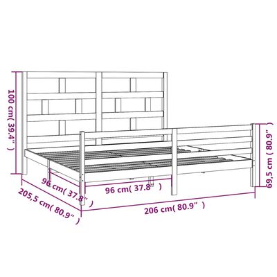 vidaXL Massivholzbett Kiefer 200x200 cm