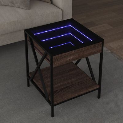 vidaXL Couchtisch mit Infinity-LED Braun Eichen-Optik 40x40x49 cm