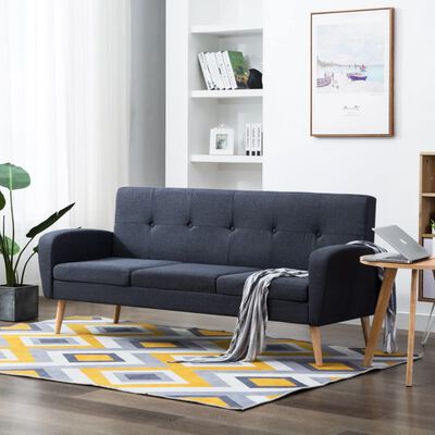 vidaXL Sofa 3-Sitzer Stoff Dunkelgrau