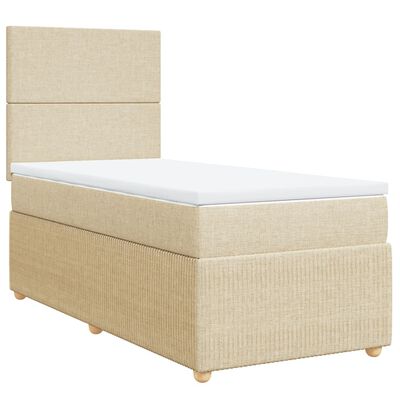 vidaXL Boxspringbett mit Matratze Creme 100x200 cm Stoff