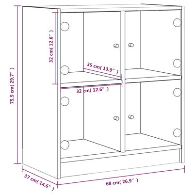 vidaXL Beistellschrank mit Glastüren Weiß 68x37x75,5 cm