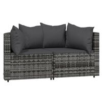 vidaXL Garten-Ecksofas mit Kissen 2 Stk. Grau Poly Rattan