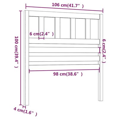 vidaXL Kopfteil Grau 106x4x100 cm Massivholz Kiefer