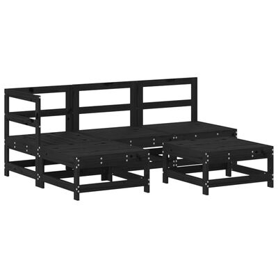 vidaXL 5-tlg. Garten-Lounge-Set Schwarz Massivholz Kiefer