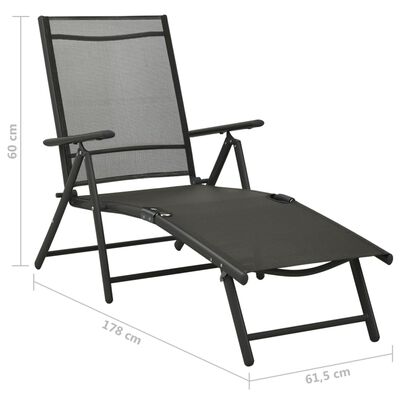 vidaXL 3-tlg. Garten-Lounge-Set Textilene und Aluminium Schwarz