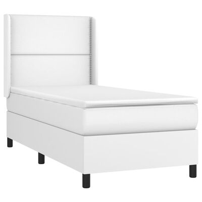 vidaXL Boxspringbett mit Matratze Weiß 90x190 cm Kunstleder