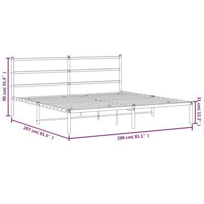 vidaXL Bettgestell mit Kopfteil Metall Schwarz 200x200 cm