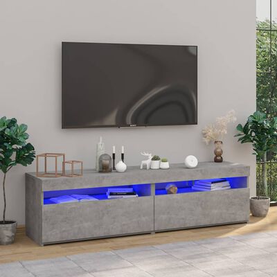 vidaXL TV-Schränke 2 Stk. mit LED-Leuchten Betongrau 75x35x40 cm