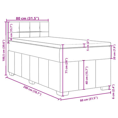 vidaXL Boxspringbett mit Matratze Dunkelbraun 80x200 cm Stoff