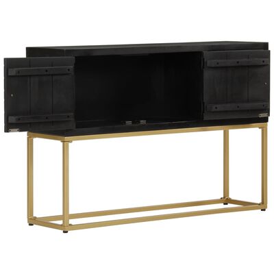 vidaXL Sideboard Schwarz und Golden 110x30x75 cm Massivholz Mango