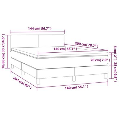 vidaXL Boxspringbett mit Matratze & LED Schwarz 140x200 cm Kunstleder