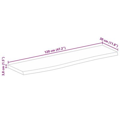 vidaXL Tischplatte 120x30x3,8 cm Baumkante Massivholz Raues Mangoholz