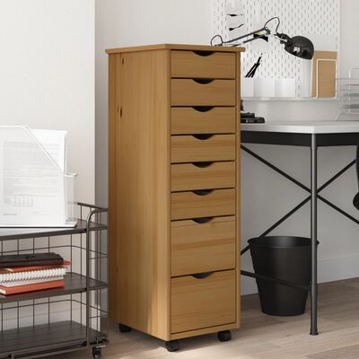 vidaXL Rollschrank mit Schubladen MOSS Honigbraun Massivholz Kiefer