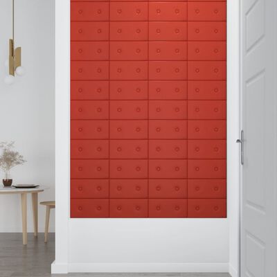 vidaXL Wandpaneele 12 Stk. Rot 30x15 cm Kunstleder 0,54 m²