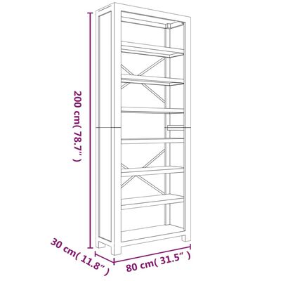 vidaXL Bücherregal 7 Böden 80x30x200 cm Massivholz Akazie