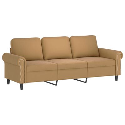 vidaXL 3-Sitzer-Sofa mit Zierkissen Braun 180 cm Samt