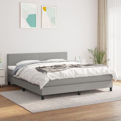 vidaXL Boxspringbett mit Matratze Hellgrau 160x200 cm Stoff