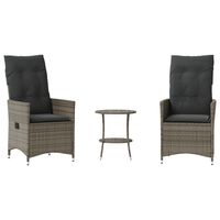 vidaXL 3-tlg. Bistro-Set mit Kissen Grau Poly Rattan