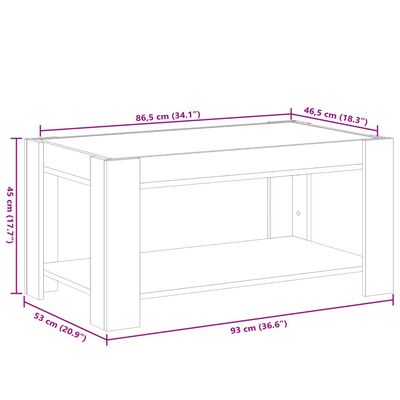 vidaXL LED-Couchtisch Grau Sonoma 93x53x45 cm Holzwerkstoff