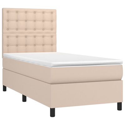 vidaXL Boxspringbett mit Matratze Cappuccino-Braun 80x200cm Kunstleder