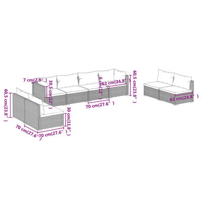 vidaXL 8-tlg. Garten-Lounge-Set mit Kissen Poly Rattan Schwarz