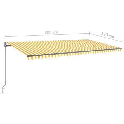 vidaXL Automatische Markise mit LED & Windsensor 600x350 cm Gelb/Weiß