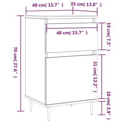 vidaXL Sideboards 2 Stk. Räuchereiche 40x35x70 cm Holzwerkstoff