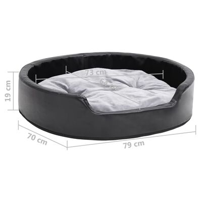 vidaXL Hundebett Schwarz-Grau 79x70x19 cm Plüsch und Kunstleder