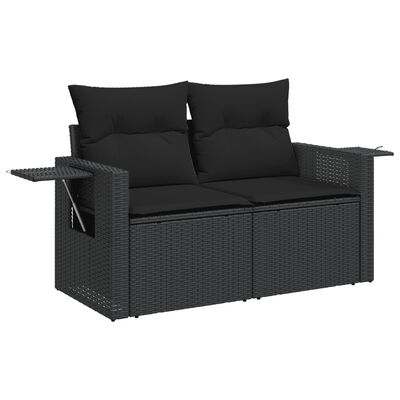 vidaXL 5-tlg. Garten-Sofagarnitur mit Kissen Schwarz Poly Rattan