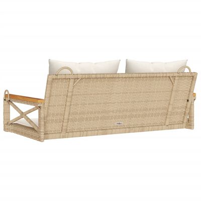 vidaXL Hängebank mit Kissen Beige 109x62x40 cm Poly Rattan