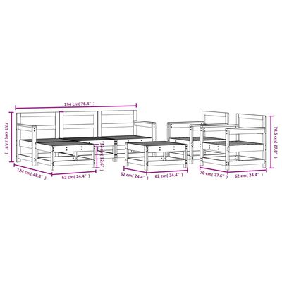 vidaXL 7-tlg. Garten-Lounge-Set Weiß Massivholz Kiefer