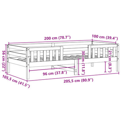 vidaXL Massivholzbett ohne Matratze 100x200 cm Kiefernholz