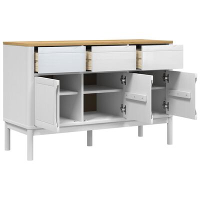 vidaXL Sideboard FLORO Weiß 114x43x74 cm Massivholz Kiefer