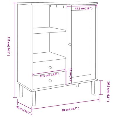 vidaXL Highboard SENJA Rattan-Optik Schwarz 90x40x112 cm Kiefernholz