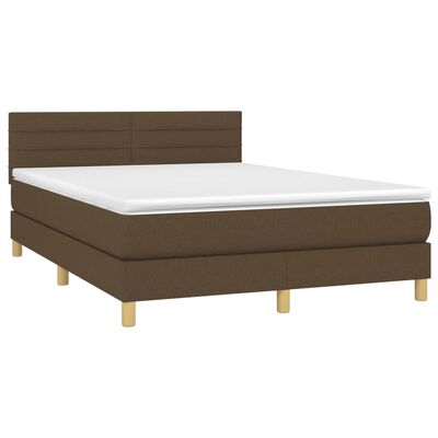 vidaXL Boxspringbett mit Matratze & LED Dunkelbraun 140x190 cm Stoff