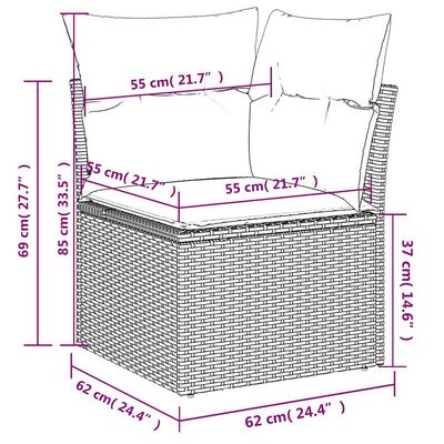 vidaXL 6-tlg. Garten-Sofagarnitur mit Kissen Schwarz Poly Rattan