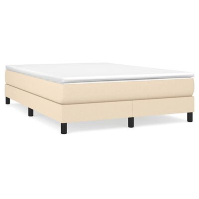 vidaXL Boxspringbett mit Matratze Creme 140x190 cm Stoff