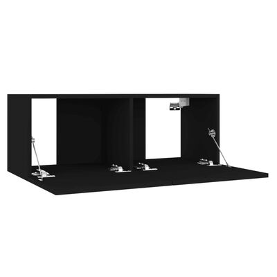 vidaXL 3-tlg. TV-Schrank-Set Schwarz Holzwerkstoff