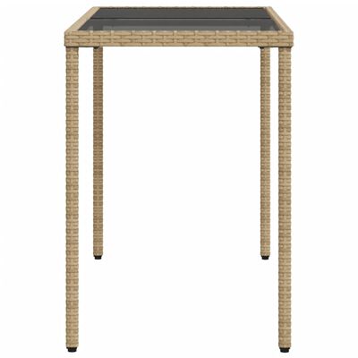 vidaXL Gartentisch mit Glasplatte Beige 115x54x74 cm Poly Rattan