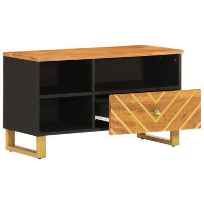 vidaXL TV-Schrank Braun und Schwarz 80x33,5x46 cm Massivholz Mango