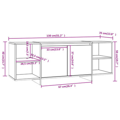 vidaXL TV-Schrank Schwarz 130x35x50 cm Holzwerkstoff