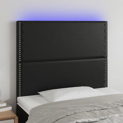 vidaXL LED Kopfteil Schwarz 100x5x118/128 cm Kunstleder