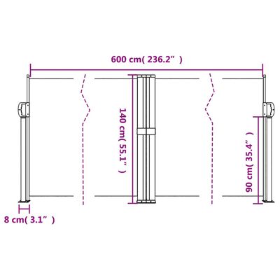 vidaXL Seitenmarkise Ausziehbar Blau 140x600 cm